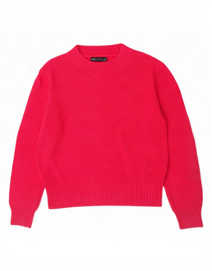 Marks & Spencer Damen-Pullover mit Rollkragen, UK 12, mittelrosa, Baumwolle
