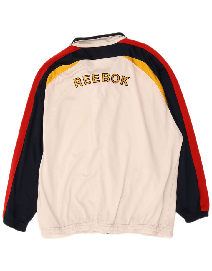 Reebok Herren Graphic Loose Fit Trainingsanzug-Oberteil, Jacke, Größe L, Weiß, Farbblock