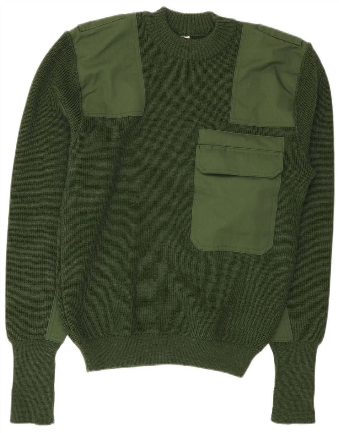 Halfen Herren-Pullover mit Rundhalsausschnitt, IT 48, mittelgrüne Colourblock-Wolle
