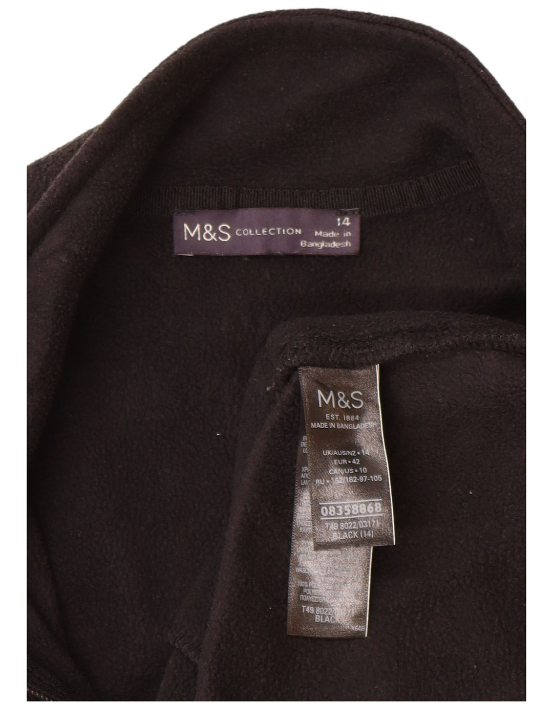Marks & Spencer Damen Fleecejacke UK 14 Large Schwarz Polyester