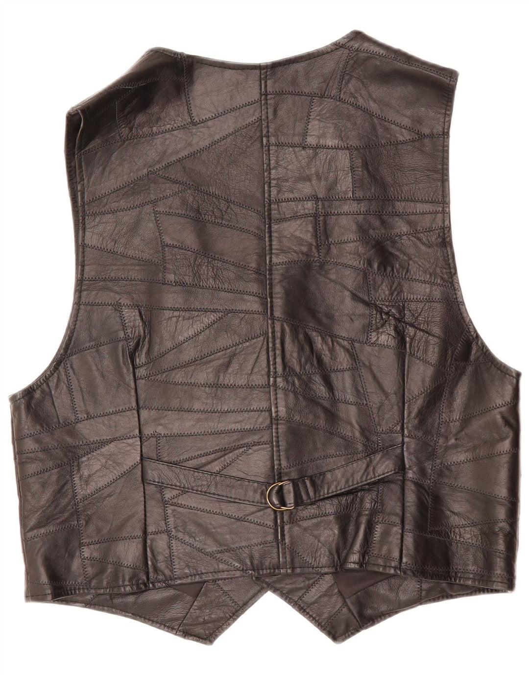 VINTAGE Herren Lederweste Medium Schwarz