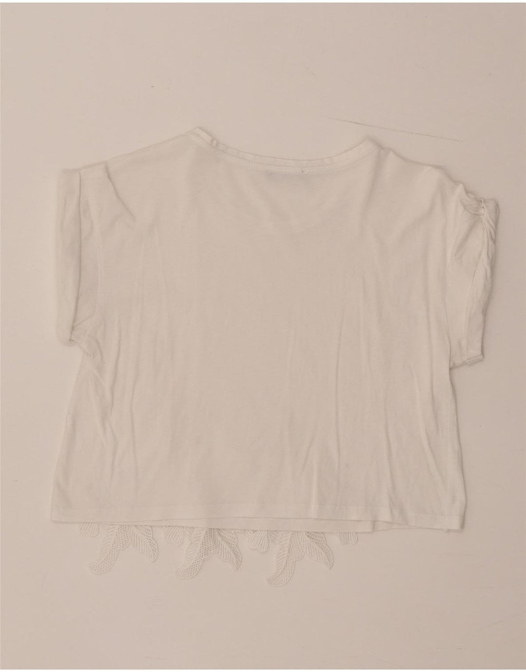 Zara Damen Crop Bluse Top UK 12 Mittelweiß geblümt