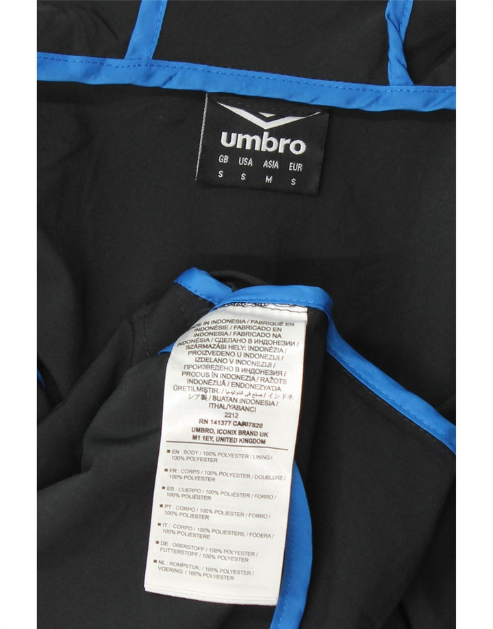 UMBRO Mens Hooded Tracksuit Top Jacket Small Black Polyester Vintage Umbro and Second-Hand Umbro from Messina Hembry 