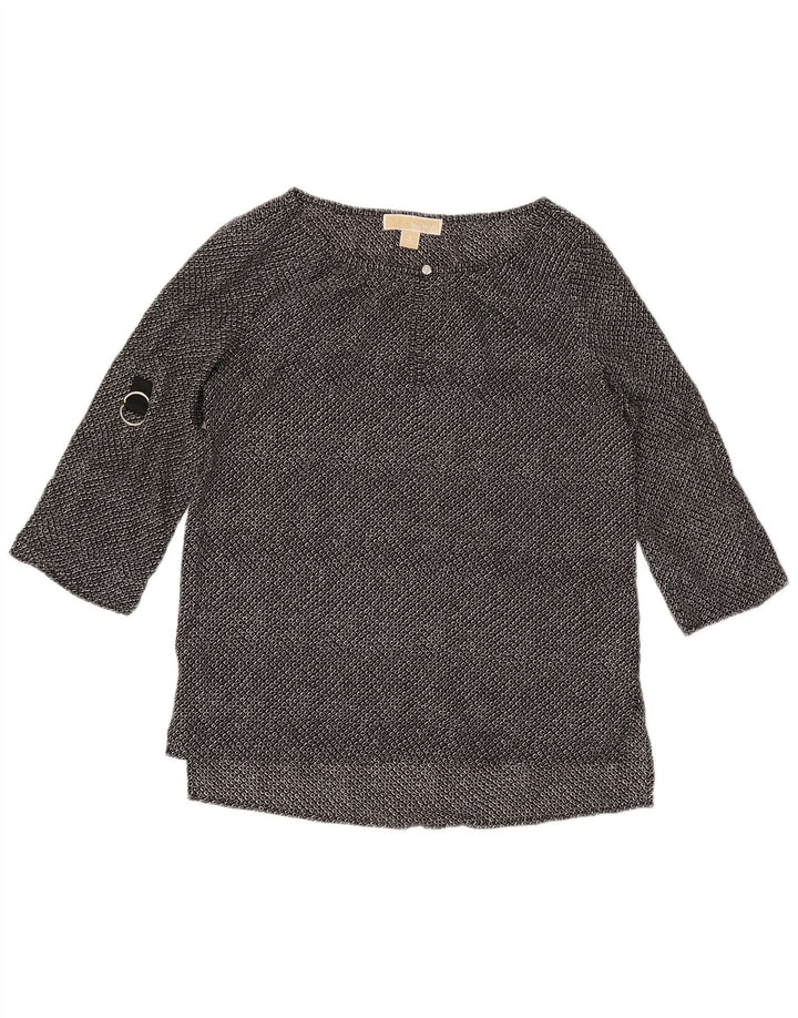 MICHAEL KORS Damen-Top mit 3/4-Ärmeln, Größe S, Schwarz, geometrisch, Polyester