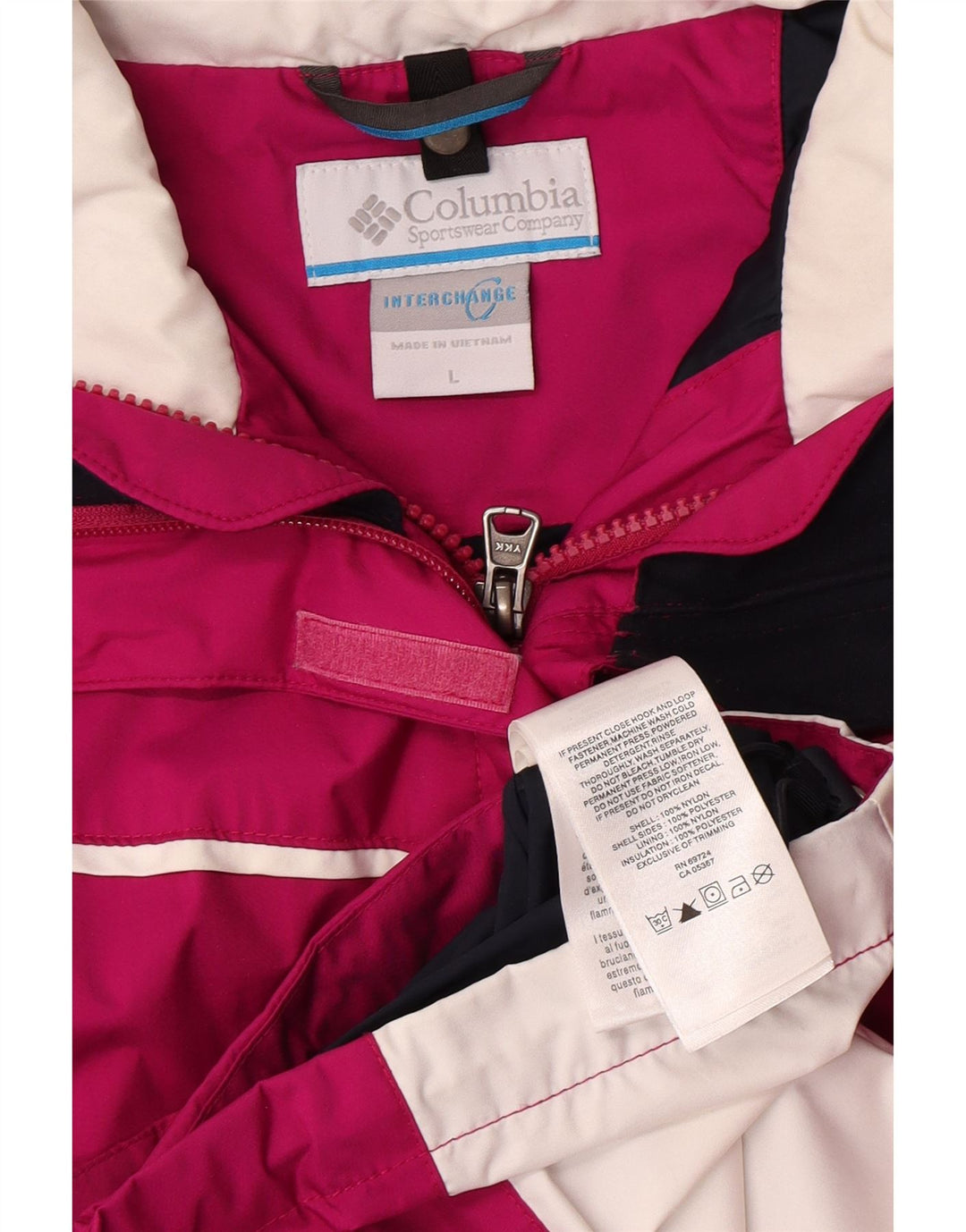 Columbia Damen Interchange Regenjacke UK 16 Large Pink Colourblock Nylon