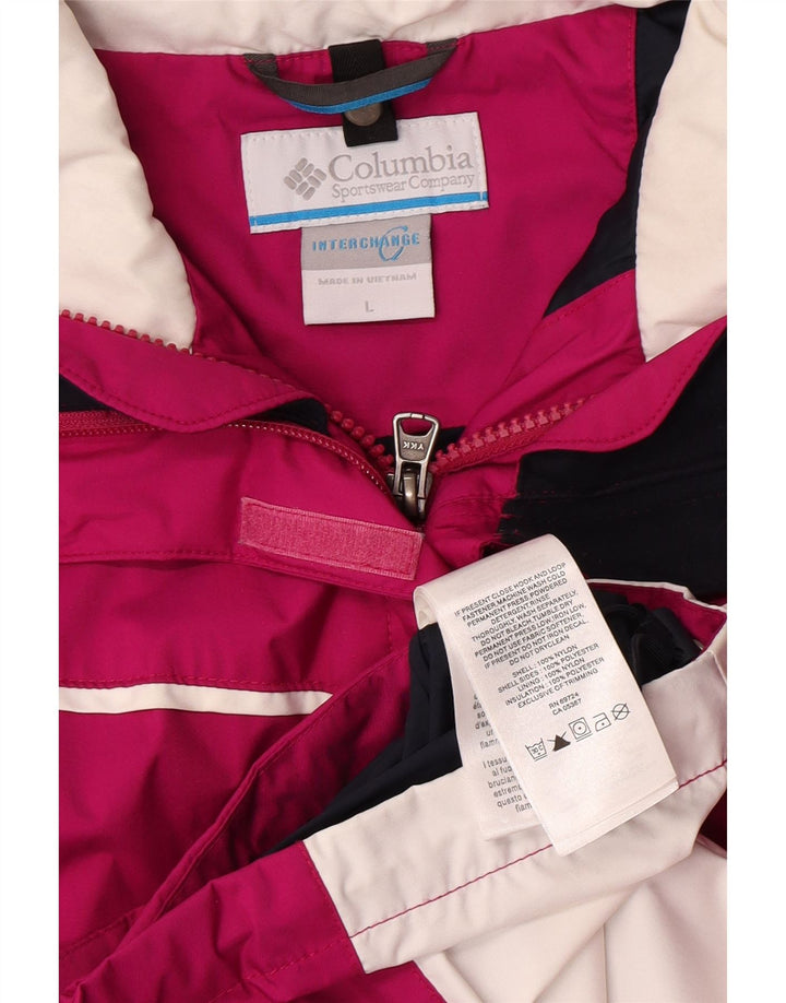 Columbia Damen Interchange Regenjacke UK 16 Large Pink Colourblock Nylon