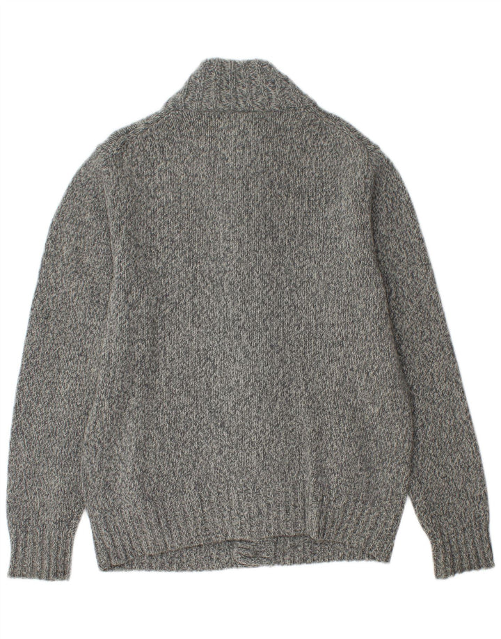 McNeal Herren-Cardigan-Pullover XL Grau gefleckte Lammwolle