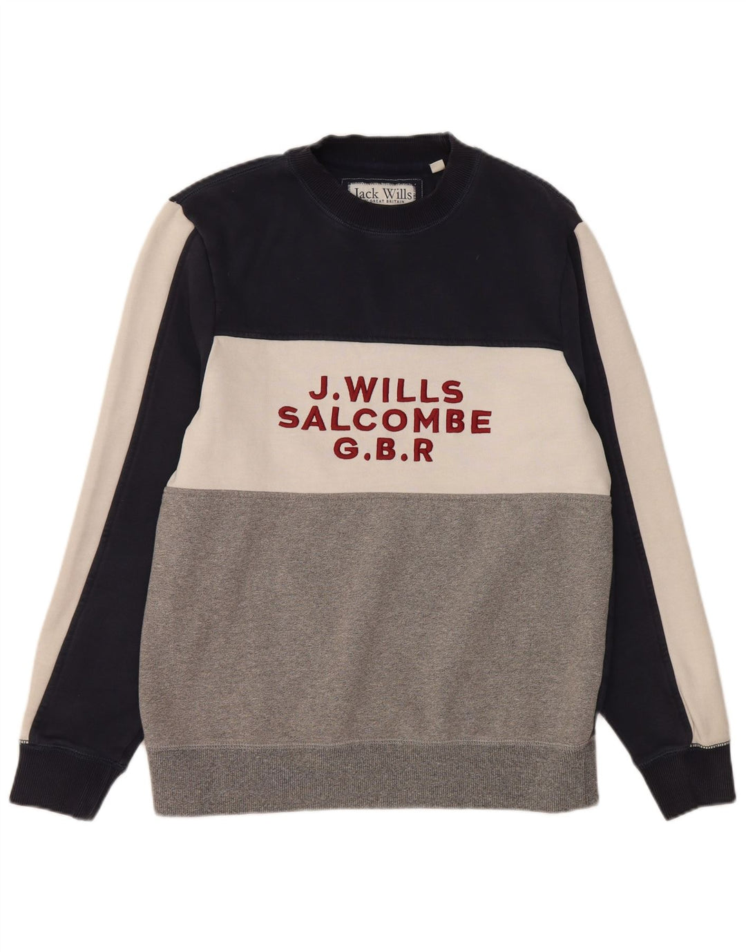 Jack Wills Herren Salcombe Sweatshirt, Pullover, groß, mehrfarbig, Farbblock