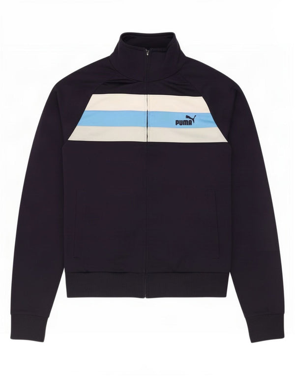 Puma Mens Tracksuit Top Jacket Small Navy Blue Colourblock Polyester