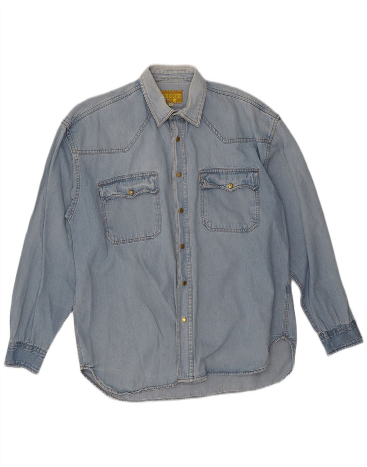 Vintage Herren Jeanshemd Groß Blau