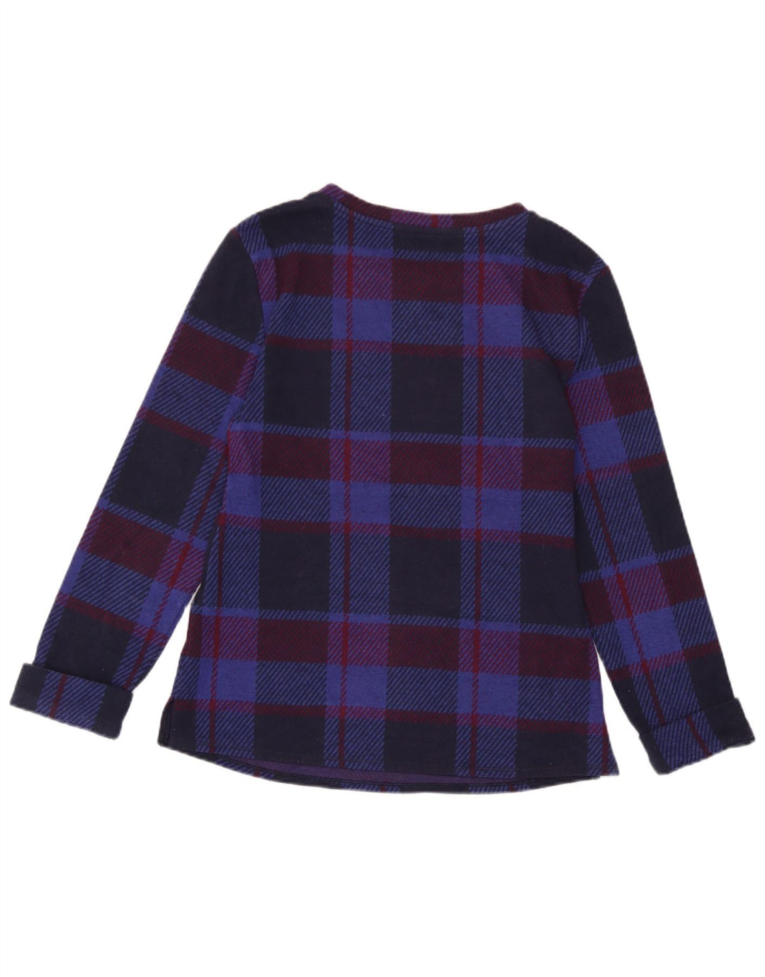 Marks & Spencer Damen Top Langarm UK 6 XS Marineblau kariertes Polyester