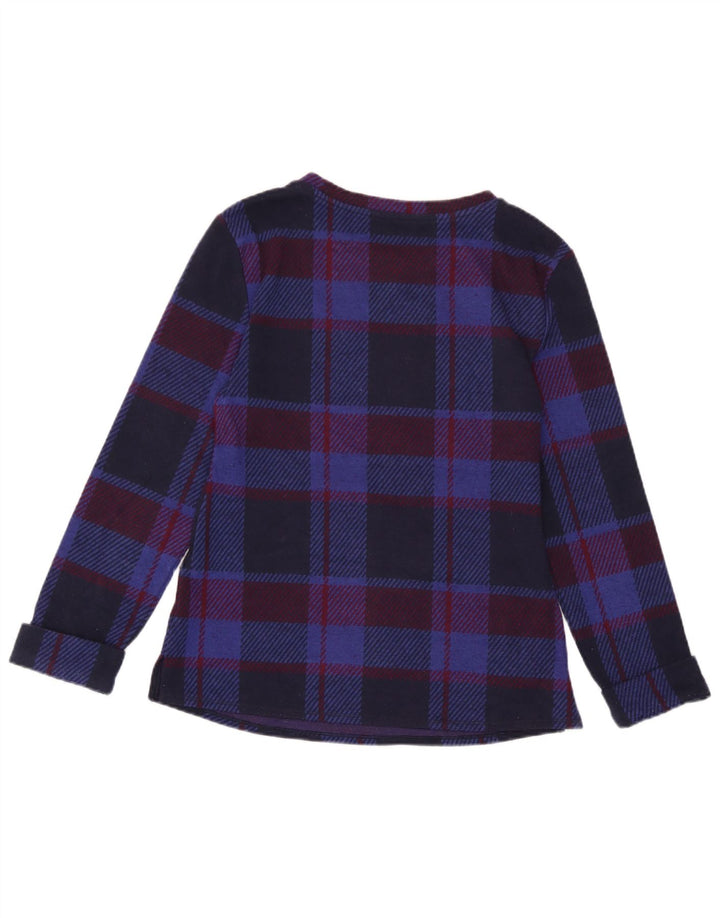 Marks & Spencer Damen Top Langarm UK 6 XS Marineblau kariertes Polyester