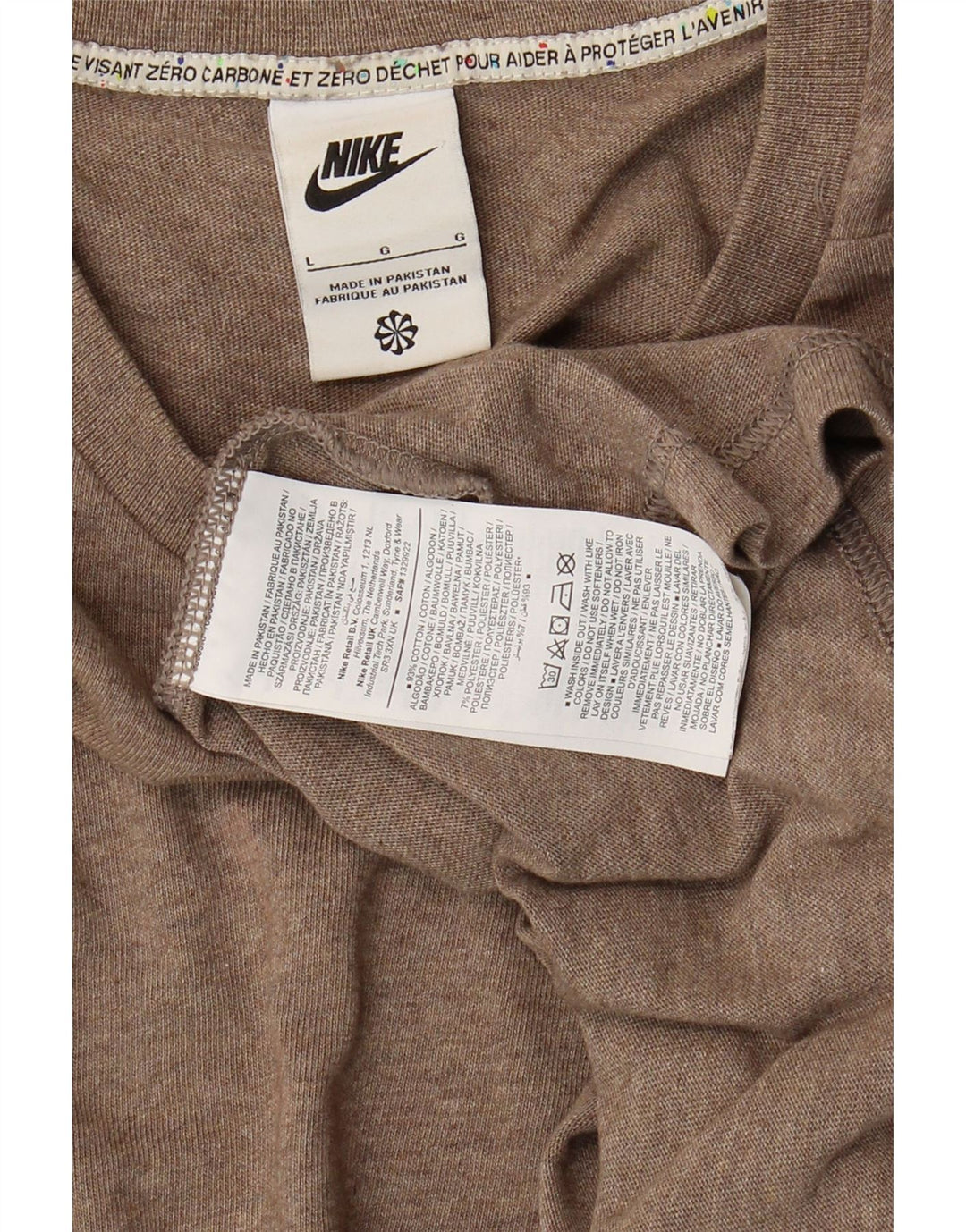 NIKE Mens T-Shirt Top Large Brown Cotton