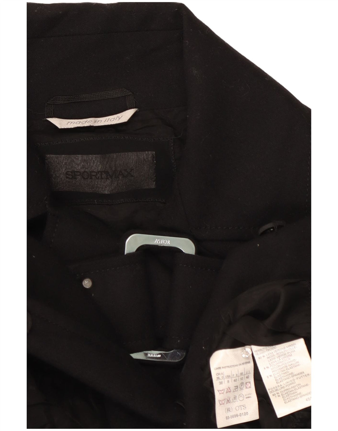 Sportmax Damen-Blazer-Jacke, UK 10, kleine schwarze Wolle