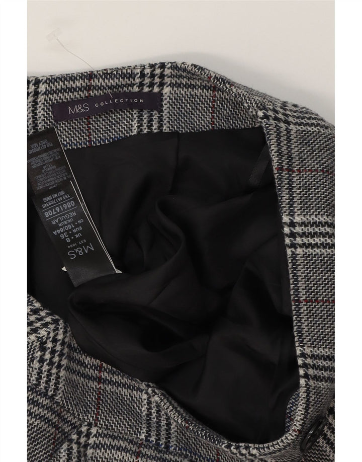 Marks & Spencer Damen Minirock UK 8 Small W28 Graues Hahnentritt-Acryl