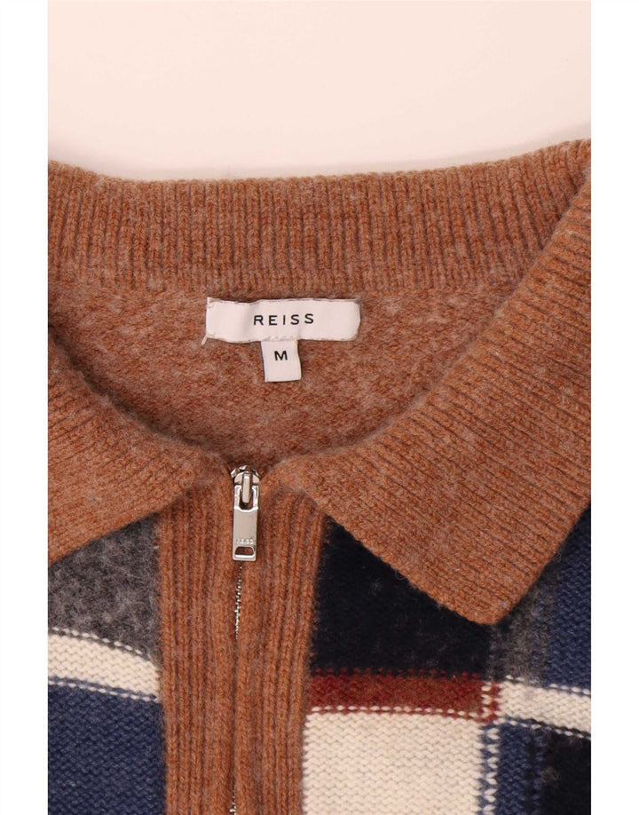 Reiss Damen-Pullover mit Reißverschluss am Hals, UK 14, mittelbraun, geometrisch