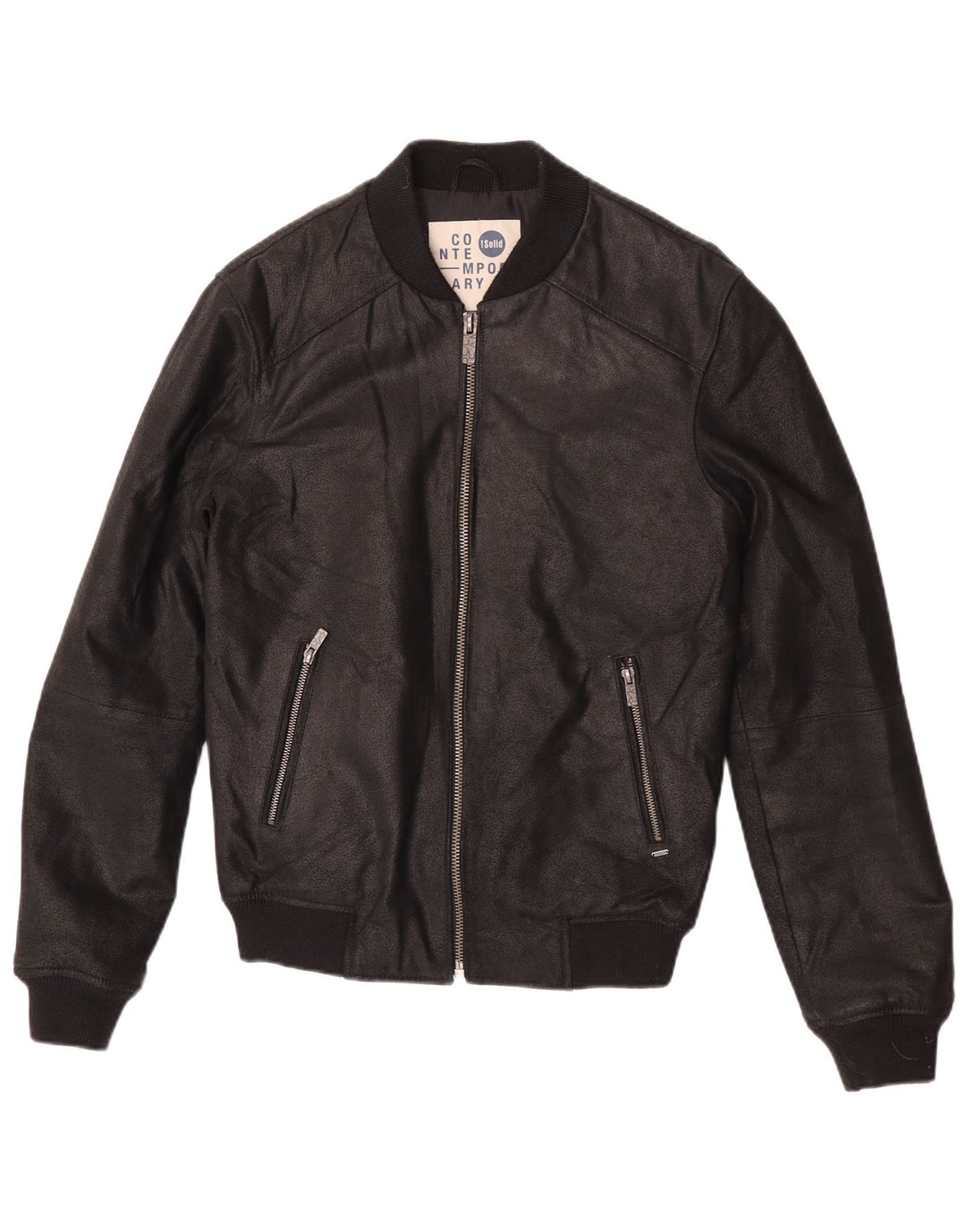 Zeitgenössische Herren-Lederjacke, UK 36, kleines schwarzes Leder