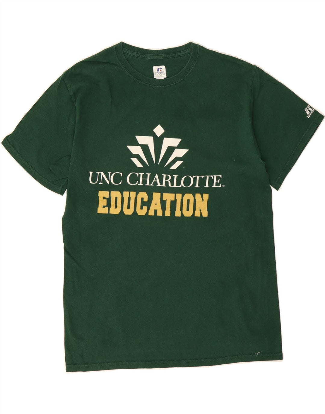 RUSSELL ATHLETIC Mens Graphic T-Shirt Top Medium Green Vintage Russell Athletic and Second-Hand Russell Athletic from Messina Hembry 