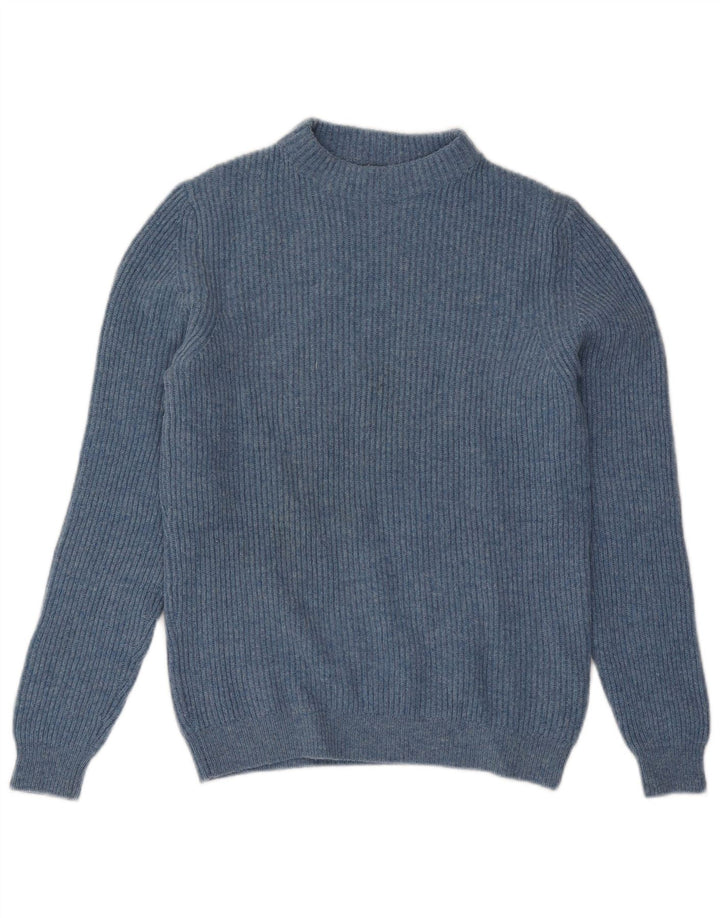 Massimo Dutti Herren-Pullover mit Rollkragen, mittelblaue Wolle