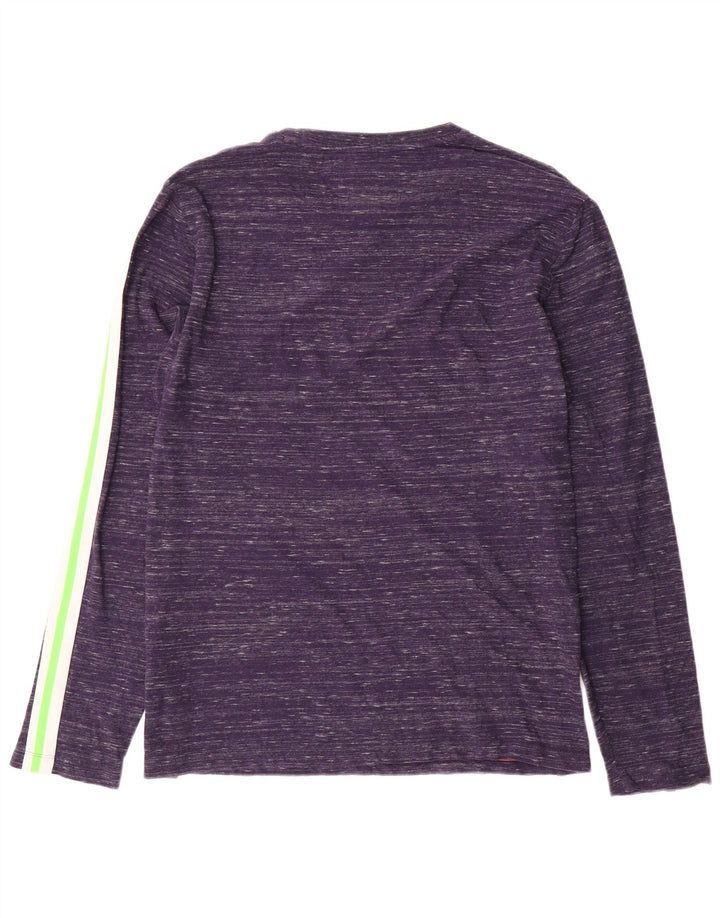 Superdry Herren-Oberteil mit langen Ärmeln, groß, marineblau gesprenkelte Baumwolle