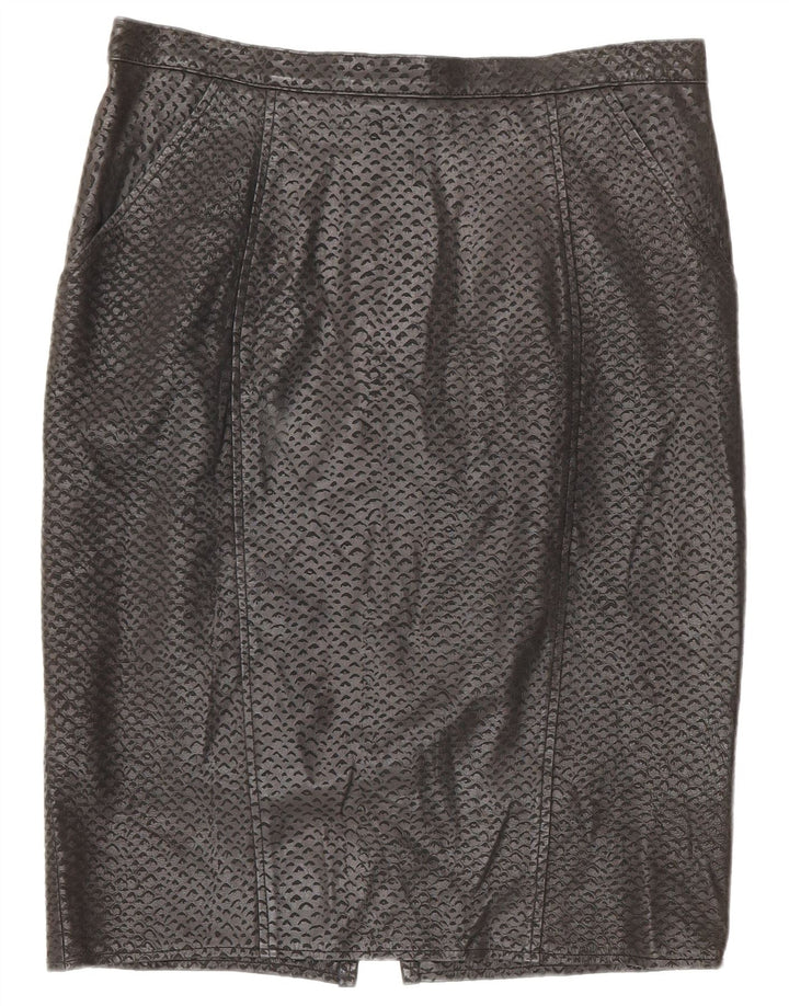 Vintage Damen Lederrock W34 Groß Schwarz Gefleckt
