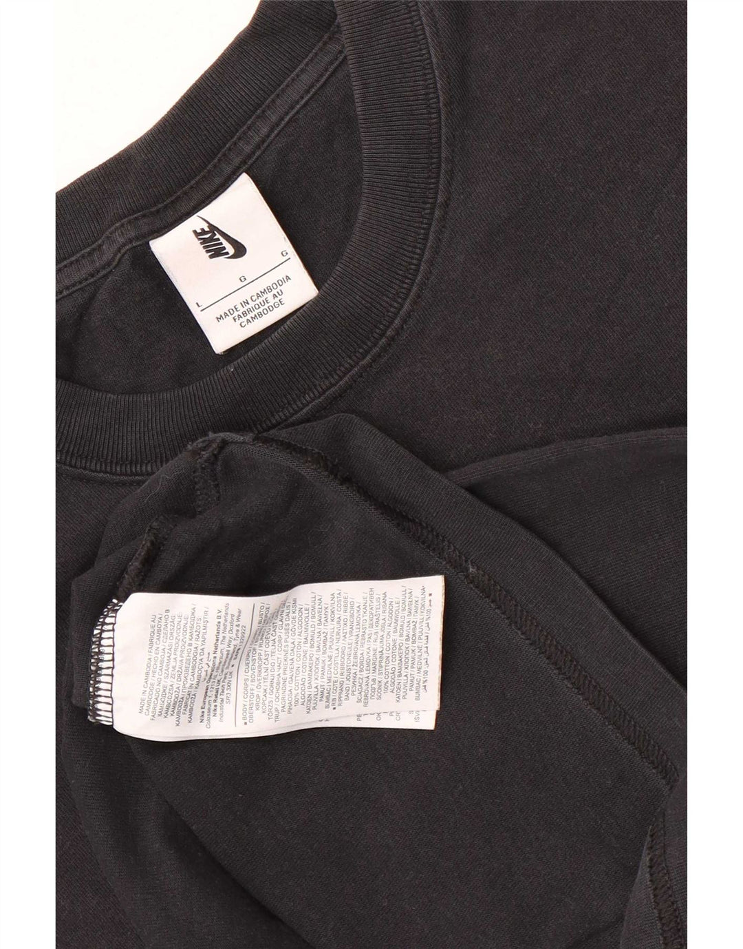 Nike Herren T-Shirt Top Large Schwarz Baumwolle