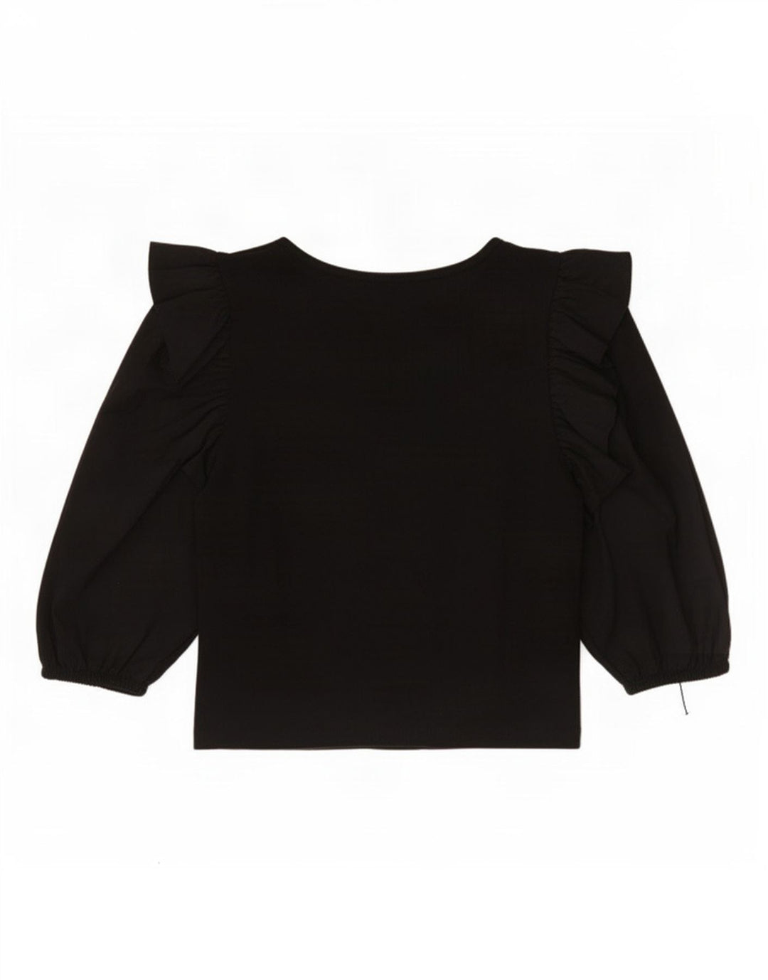 Zara Damen 3/4-Ärmel Crop Top UK 12 Mittelschwarze Baumwolle