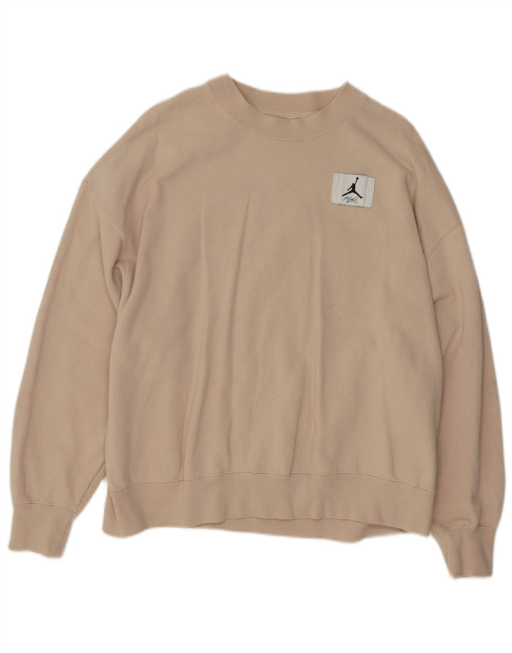 JORDAN Übergroßer Damen-Sweatshirt-Pullover, UK 14, mittelbeige Baumwolle