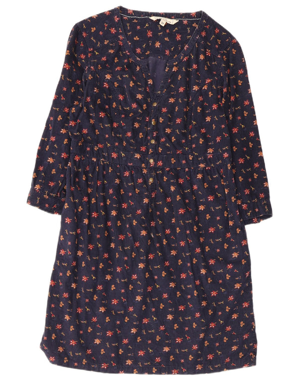 Fat Face Damen-Etuikleid mit 3/4-Ärmeln, Größe M, Marineblau, Blumenmuster