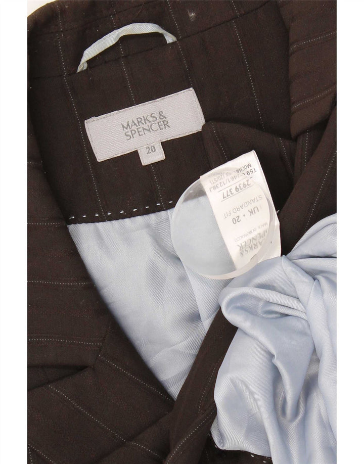 Marks & Spencer Damenmantel UK 20 2XL Braunes Nadelstreifen-Polyester