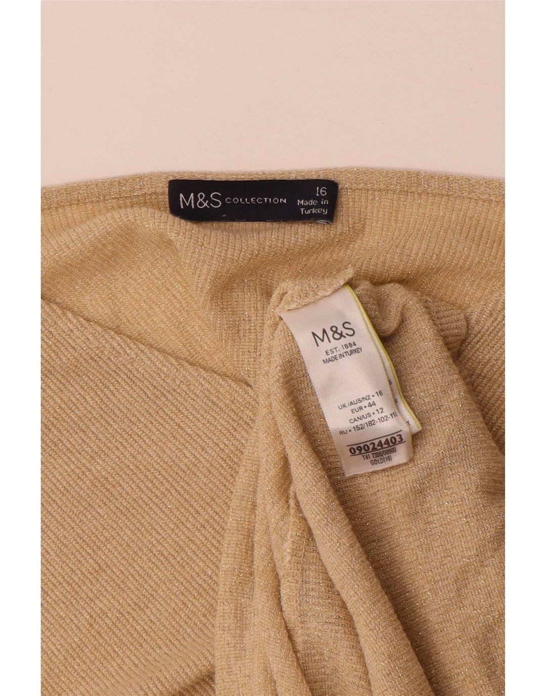 Marks & Spencer Damen-Blusenoberteil mit Fledermausärmeln, Gr. 40, Größe L, Viskose mit goldfarbenen Flecken