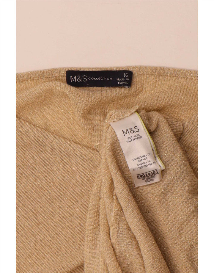 Marks & Spencer Damen-Blusenoberteil mit Fledermausärmeln, Gr. 40, Größe L, Viskose mit goldfarbenen Flecken