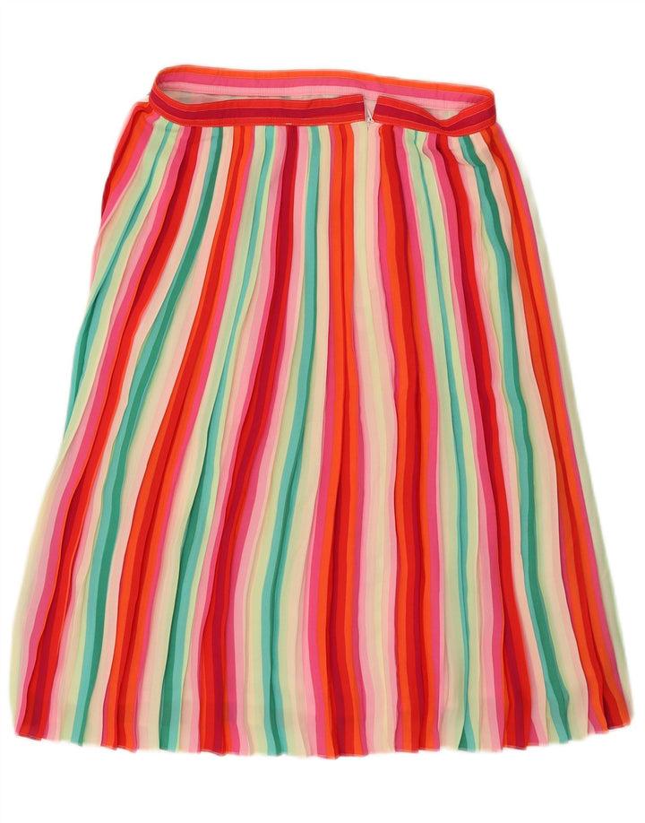 J. CREW Womens Pleated A-Line Skirt US 6 Medium W30  Multicoloured Striped Vintage J. Crew and Second-Hand J. Crew from Messina Hembry 