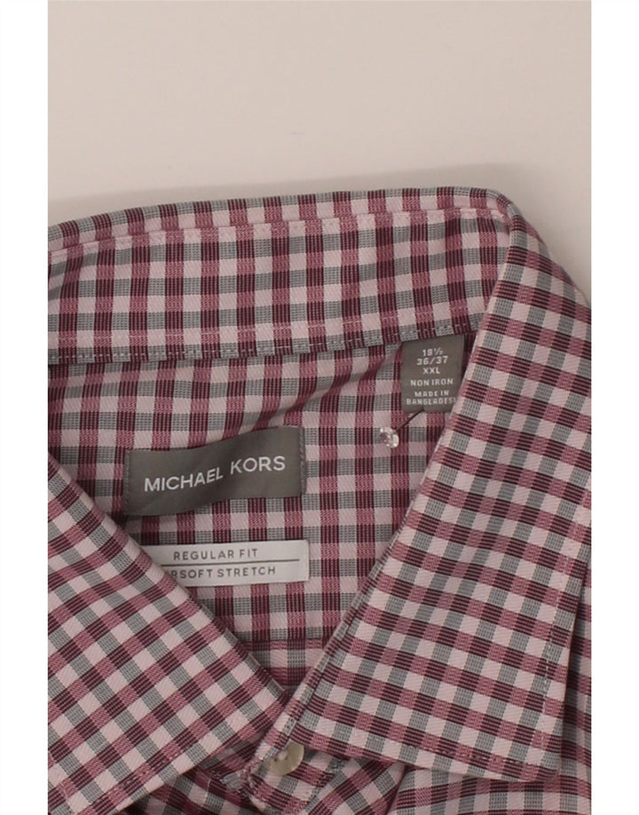 MICHAEL KORS Mens Regular Fit Shirt Size 18 1/2 2XL Burgundy Gingham Vintage Michael Kors and Second-Hand Michael Kors from Messina Hembry 