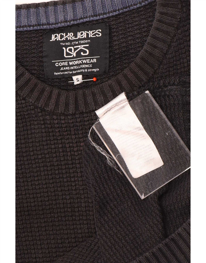 Jack & Jones Herren-Pullover mit Rundhalsausschnitt, Größe S, schwarze Baumwolle