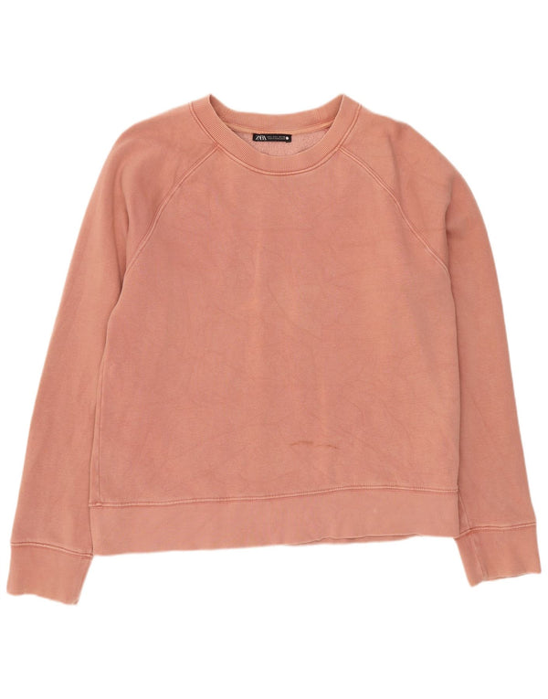 Zara Damen-Sweatshirt-Pullover UK 16 Large Rosa Baumwolle