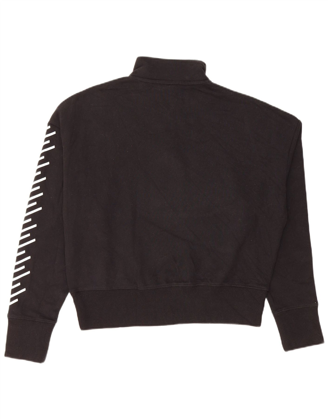 Superdry Damen Crop Graphic Zip Neck Sweatshirt Pullover UK 12 Medium Schwarz