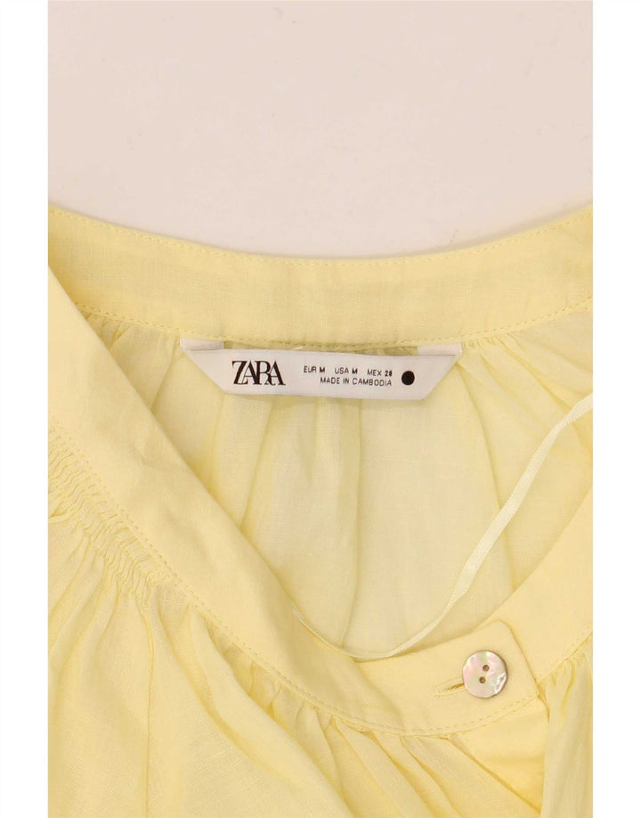 Langärmliges, übergroßes Blusenoberteil für Damen von Zara, Größe 44, mittelgelb