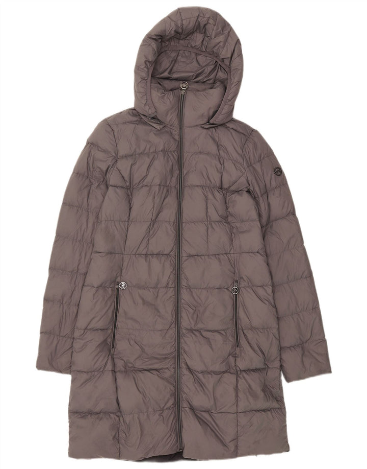 MICHAEL KORS Womens Hooded Padded Coat UK 10 Small Grey Nylon