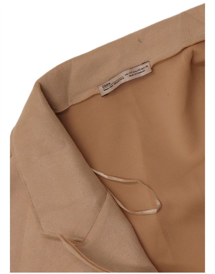 Zara Damen offene übergroße Blazerjacke UK 6 XS Beige