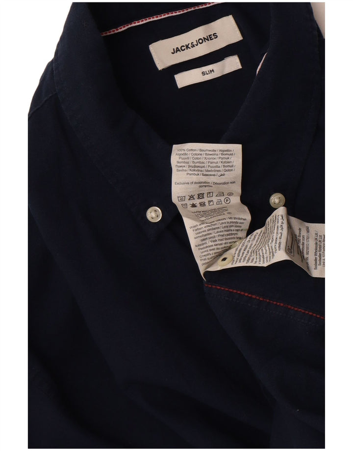 Jack & Jones Herren-Slim-Fit-Hemd aus mittelblauer Baumwolle