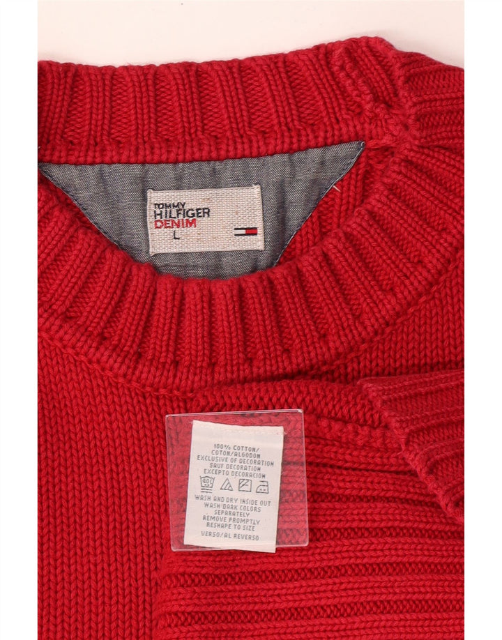 TOMMY HILFIGER Herren-Pullover mit grafischem Rundhalsausschnitt, groß, rot, klassisch