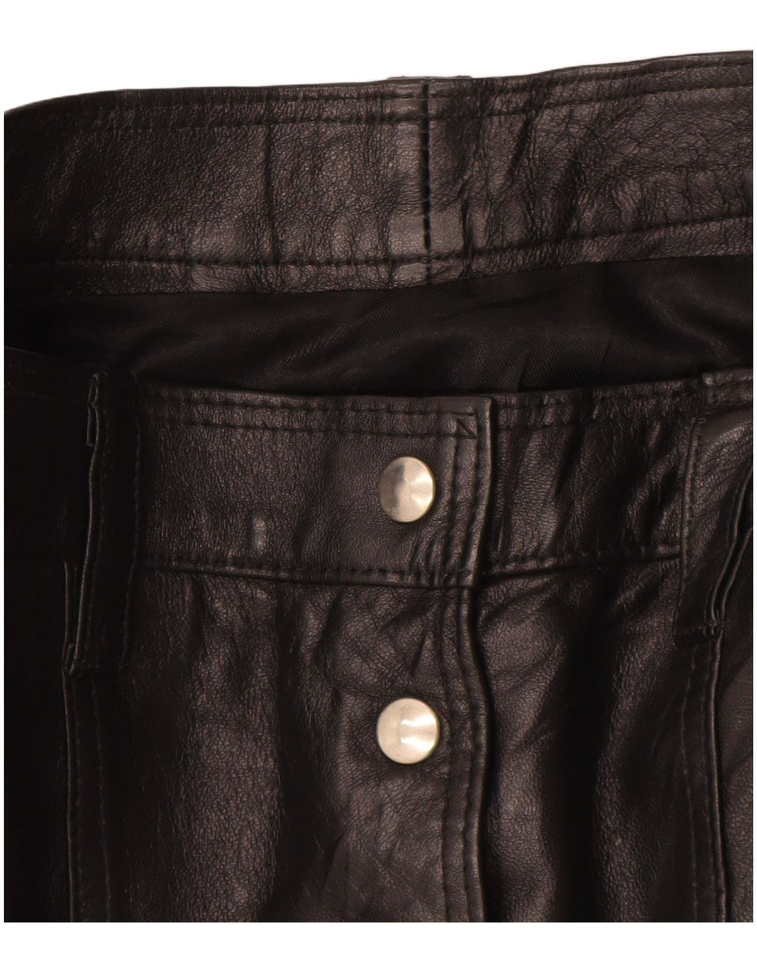 Vintage Damen Mini Lederrock W26 Small Schwarz