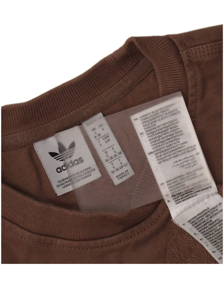 Adidas übergroßer Damen-Sweatshirt-Pullover, UK 8/10, kleine braune Baumwolle