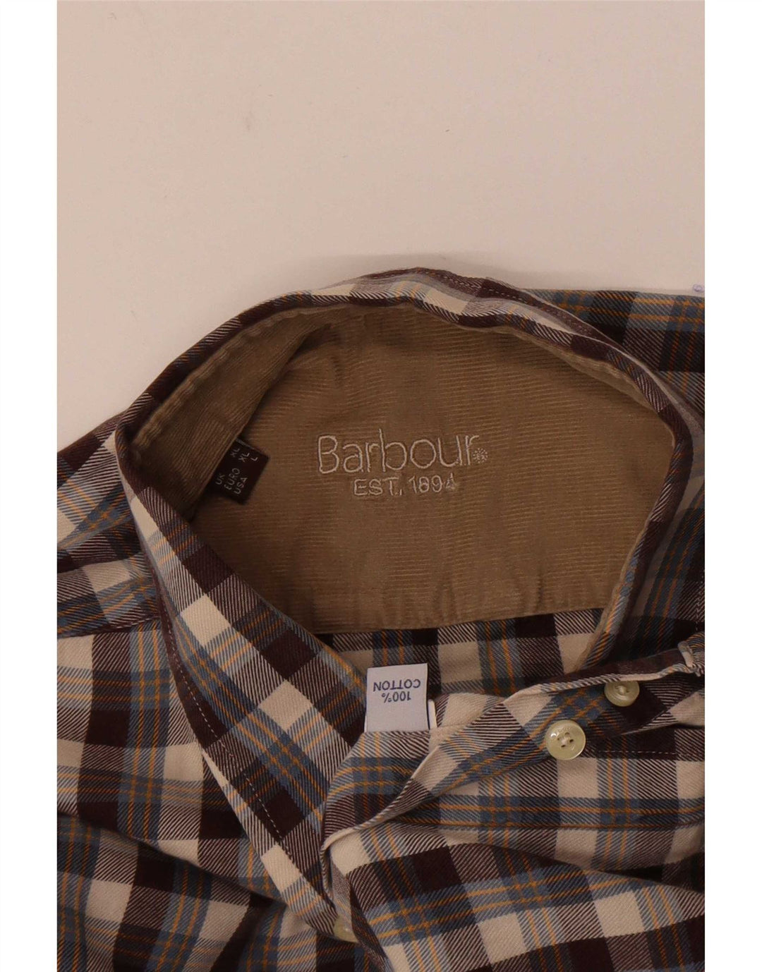 Barbour Herren-Flanellhemd, groß, braun, kariert, Baumwolle