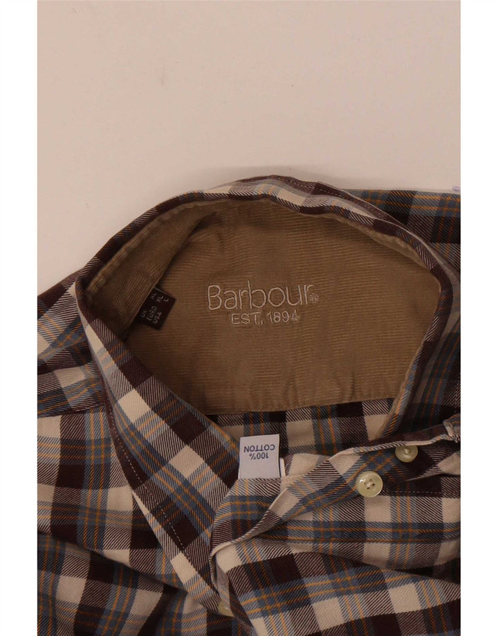 Barbour Herren-Flanellhemd, groß, braun, kariert, Baumwolle