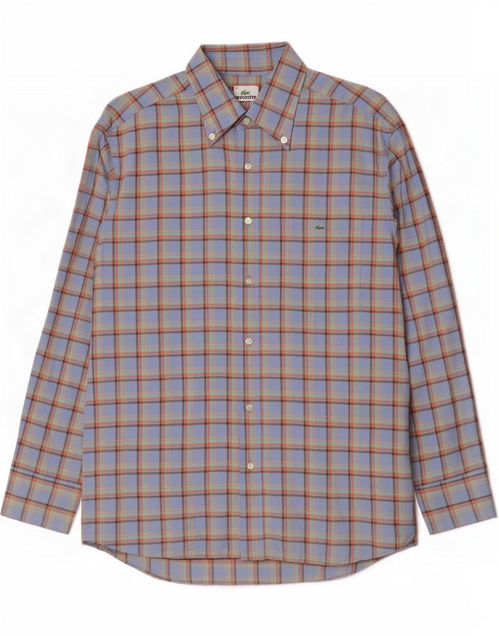 Lacoste Herrenhemd, Größe 42, groß, blau kariert, Baumwolle