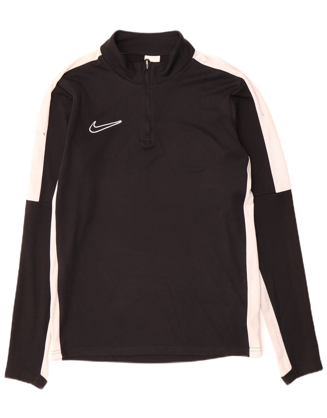 Nike Herren Dri Fit Zip Neck Top Langarm Klein Schwarz Farbblock