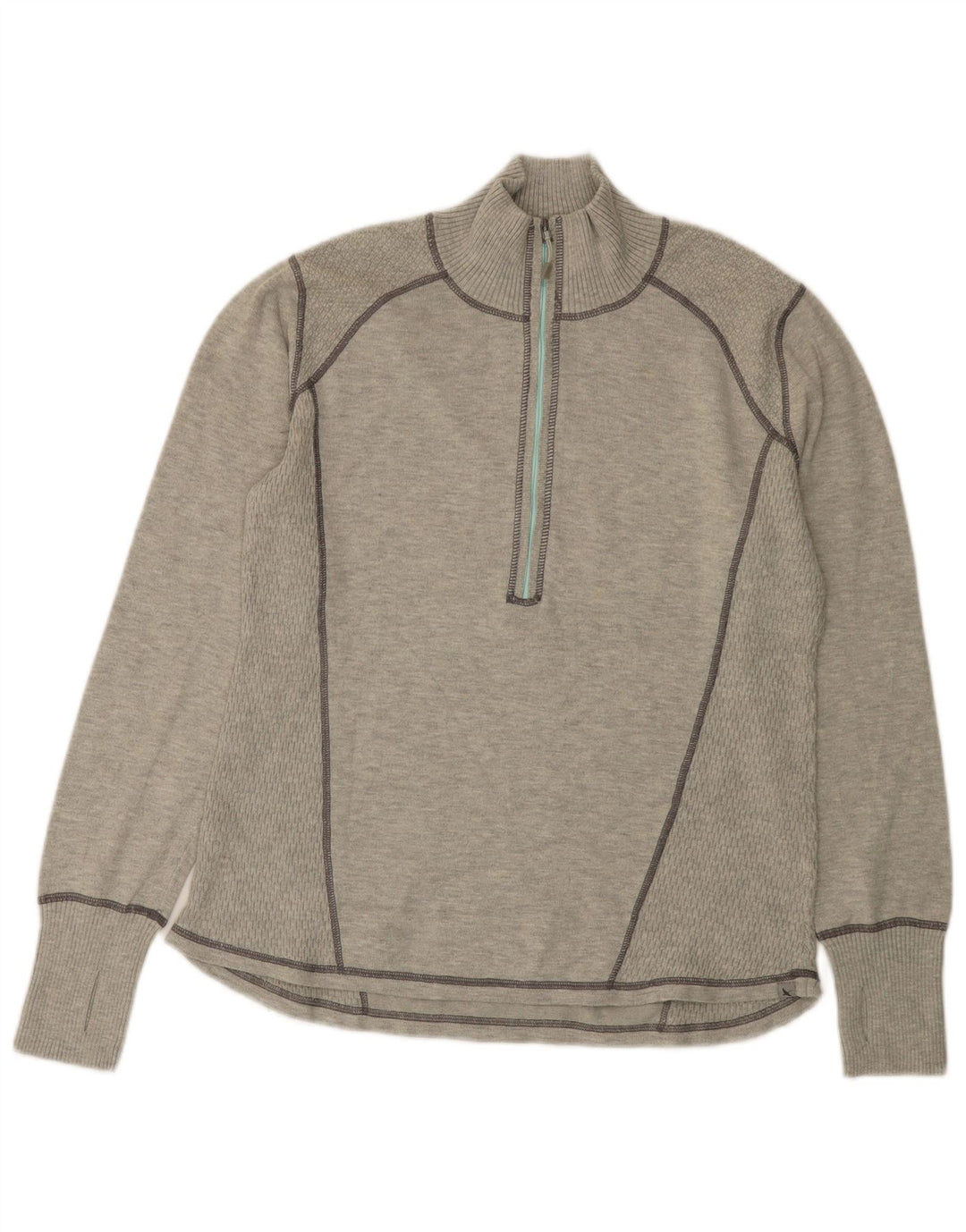 EDDIE BAUER Damen Pullover mit Reißverschluss am Hals UK 18 XL Grau Polyester