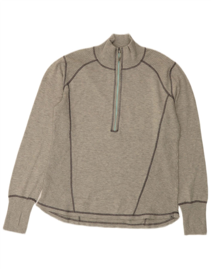EDDIE BAUER Damen Pullover mit Reißverschluss am Hals UK 18 XL Grau Polyester